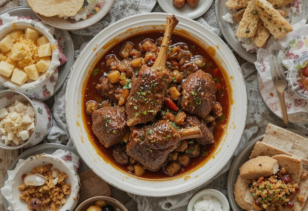 lamb shanks with side dishes