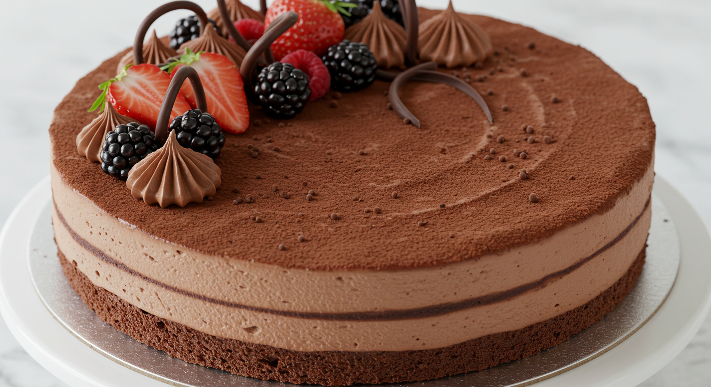 Decorated Chocolate and Mousse Cake